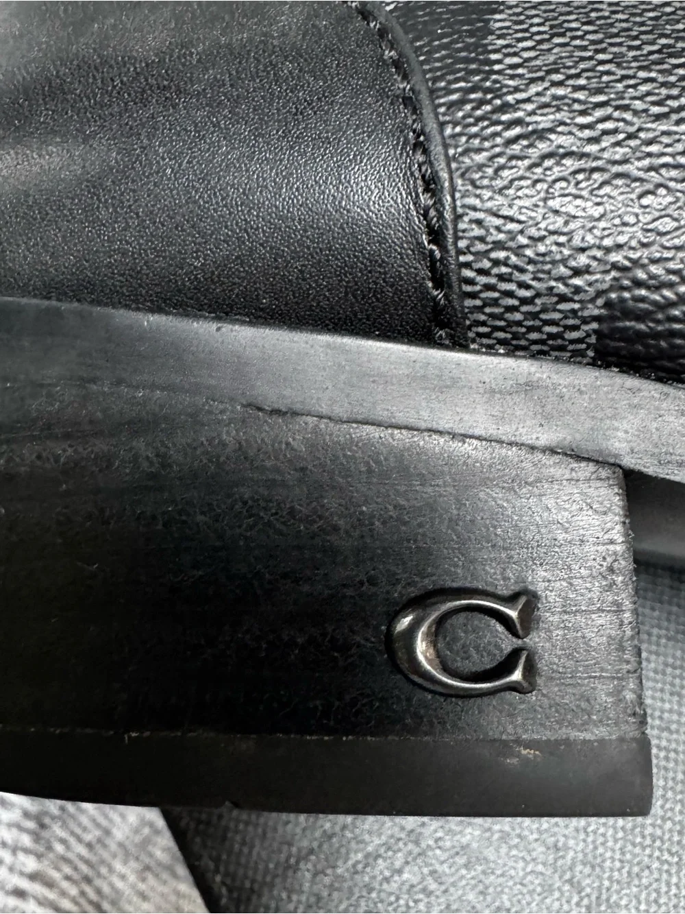 Coach Deni Signature Monogram zip closure Black Leather Booties
